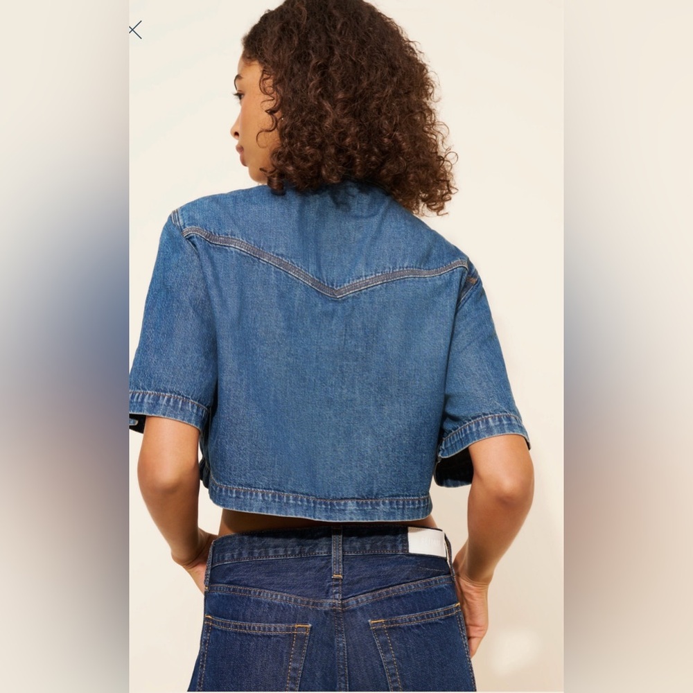 Re/Done Oversized crop button down - size L - Picture 3 of 6